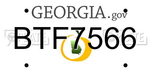 BTF7566 Georgia License Plate