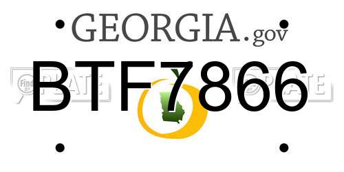 BTF7866 Georgia License Plate