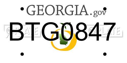 BTG0847 Georgia License Plate