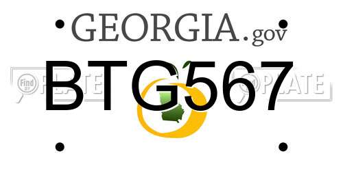 BTG567 Georgia License Plate