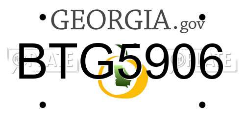 BTG5906 Georgia License Plate