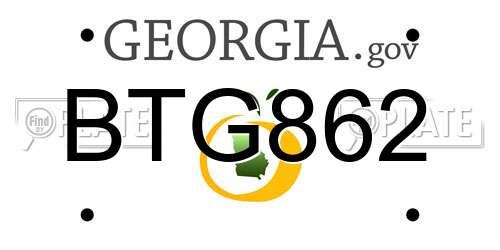 BTG862 Georgia License Plate