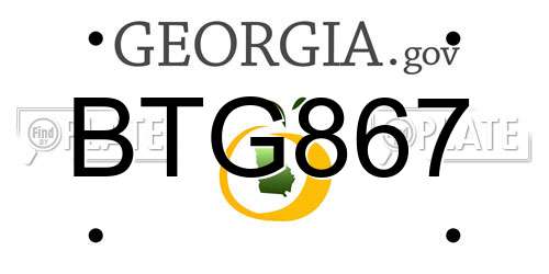 BTG867 Georgia License Plate