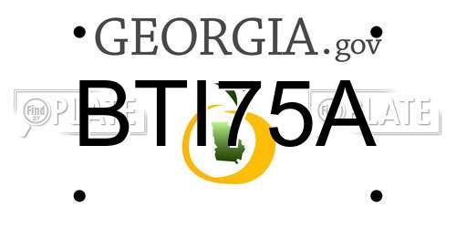 BTI75A Georgia License Plate