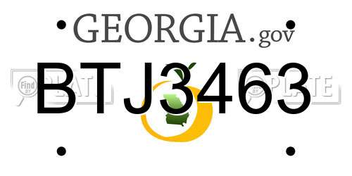 BTJ3463 Georgia License Plate