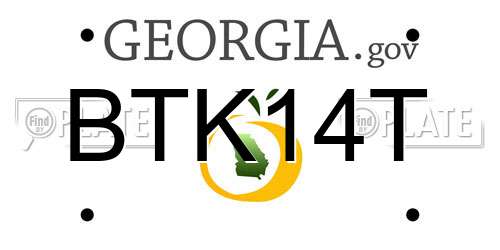 BTK14T Georgia License Plate