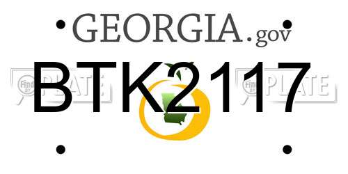 BTK2117 Georgia License Plate