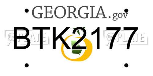 BTK2177 Georgia License Plate