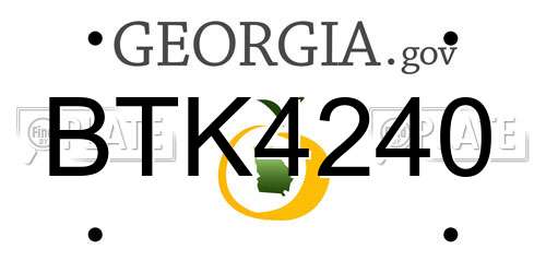 BTK4240 Georgia License Plate