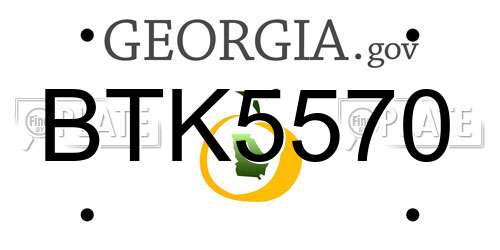 BTK5570 Georgia License Plate