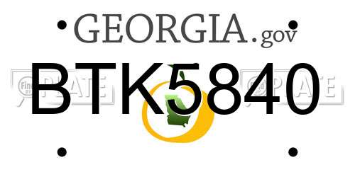 BTK5840 Georgia License Plate