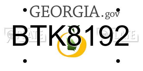 BTK8192 Georgia License Plate