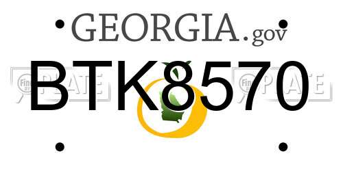 BTK8570 Georgia License Plate