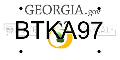 BTKA97 Georgia License Plate