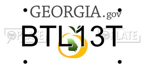 BTL13T Georgia License Plate