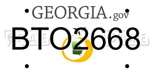 BTO2668 Georgia License Plate