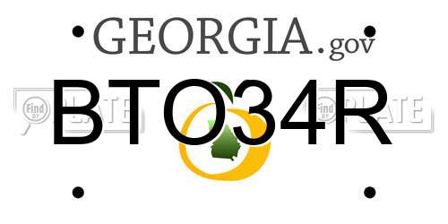 BTO34R Georgia License Plate