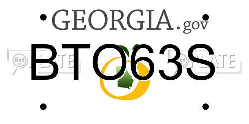 BTO63S Georgia License Plate