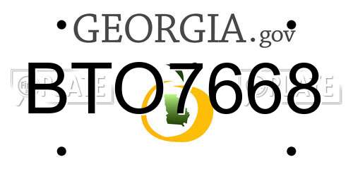 BTO7668 Georgia License Plate