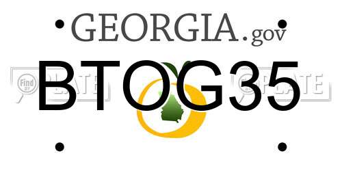 BTOG35 Georgia License Plate