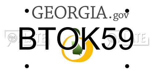 BTOK59 Georgia License Plate