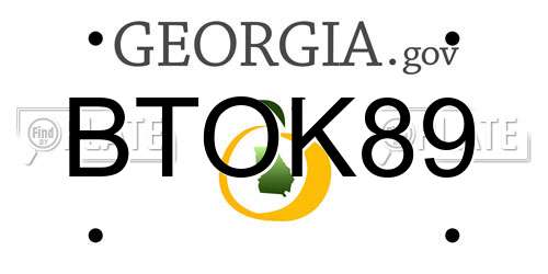 BTOK89 Georgia License Plate