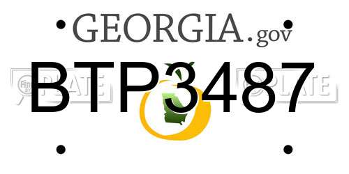 BTP3487 Georgia License Plate