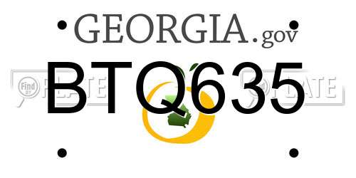 BTQ635 Georgia License Plate