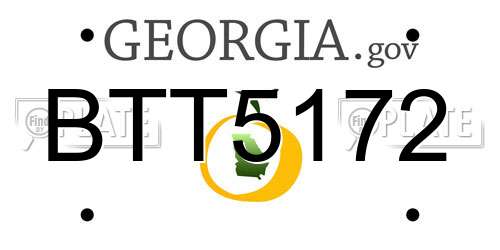 BTT5172 Georgia License Plate