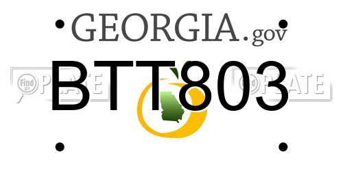 BTT803 Georgia License Plate