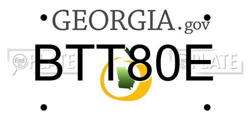 BTT80E Georgia License Plate