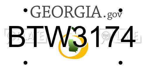 BTW3174 Georgia License Plate