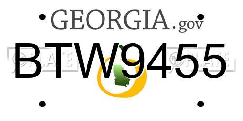 BTW9455 Georgia License Plate