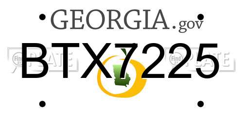 BTX7225 Georgia License Plate