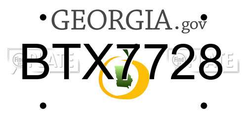 BTX7728 Georgia License Plate