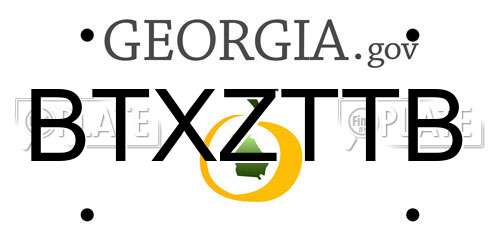 BTXZTTB Georgia License Plate
