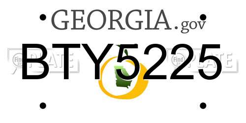 BTY5225 Georgia License Plate