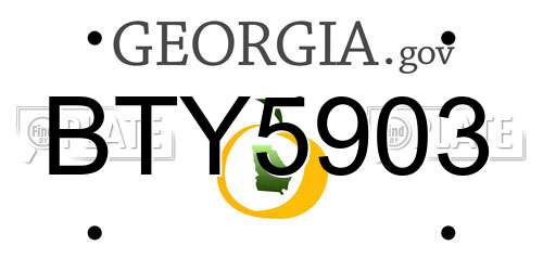 BTY5903 Georgia License Plate