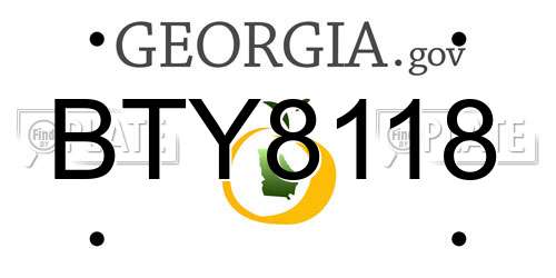 BTY8118 Georgia License Plate