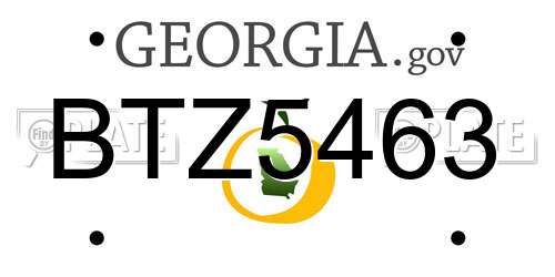 BTZ5463 Georgia License Plate