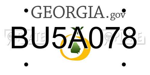 BU5A078 Georgia License Plate