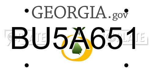 BU5A651 Georgia License Plate