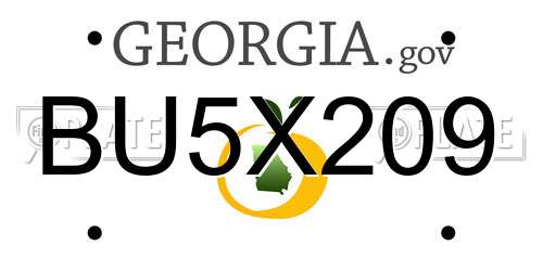 BU5X209 Georgia License Plate