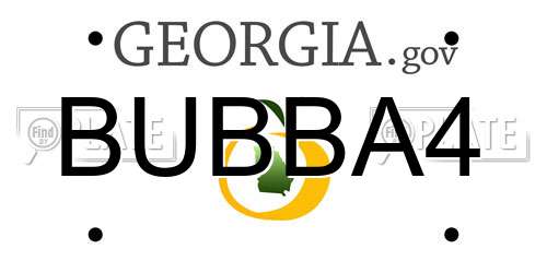 BUBBA4 Georgia License Plate