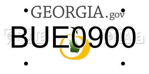 BUE0900 Georgia License Plate