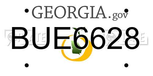 BUE6628 Georgia License Plate