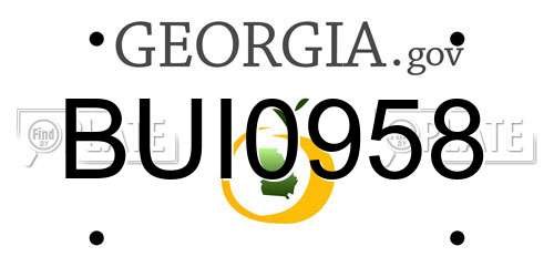BUI0958 Georgia License Plate