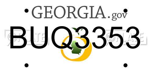 BUQ3353 Georgia License Plate