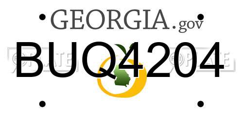 BUQ4204 Georgia License Plate