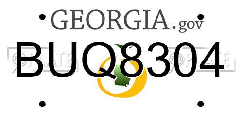 BUQ8304 Georgia License Plate